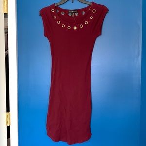 DerekHeart Maroon cap sleeve mini dress w/ bronze grommet eyelets size small nwt